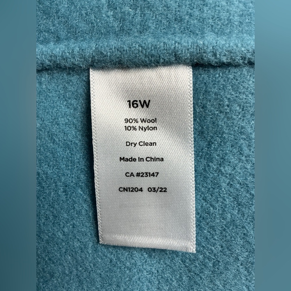 Talbots Double-Face Wool Blend Wrap Coat - Blue Colorblock - Size 16W - Picture 7 of 7